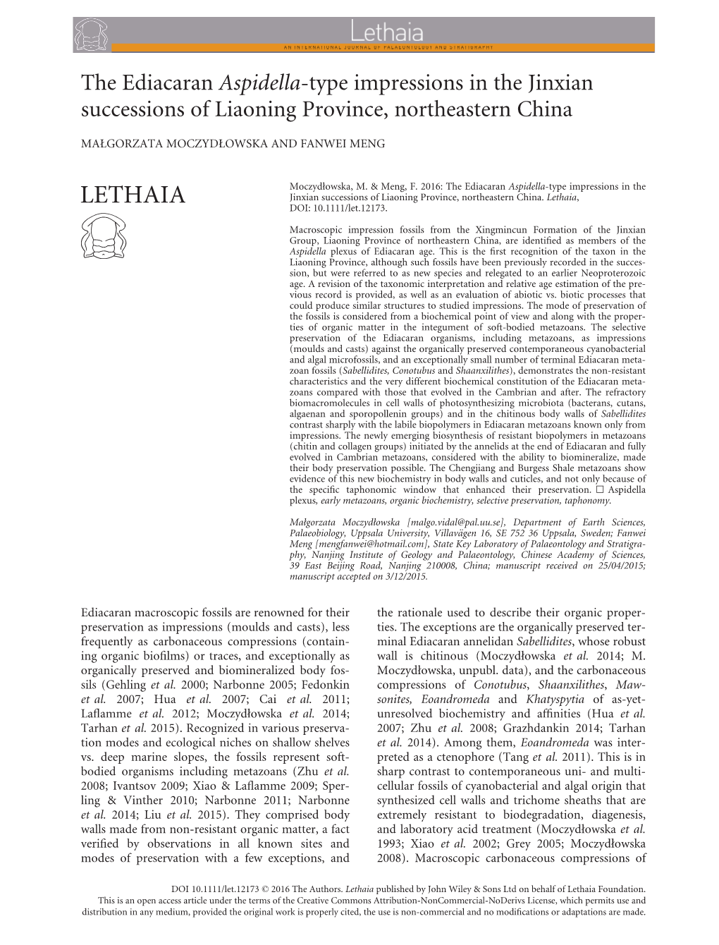 The Ediacaran Aspidella-Type Impressions in the Jinxian Successions of Liaoning Province, Northeastern China