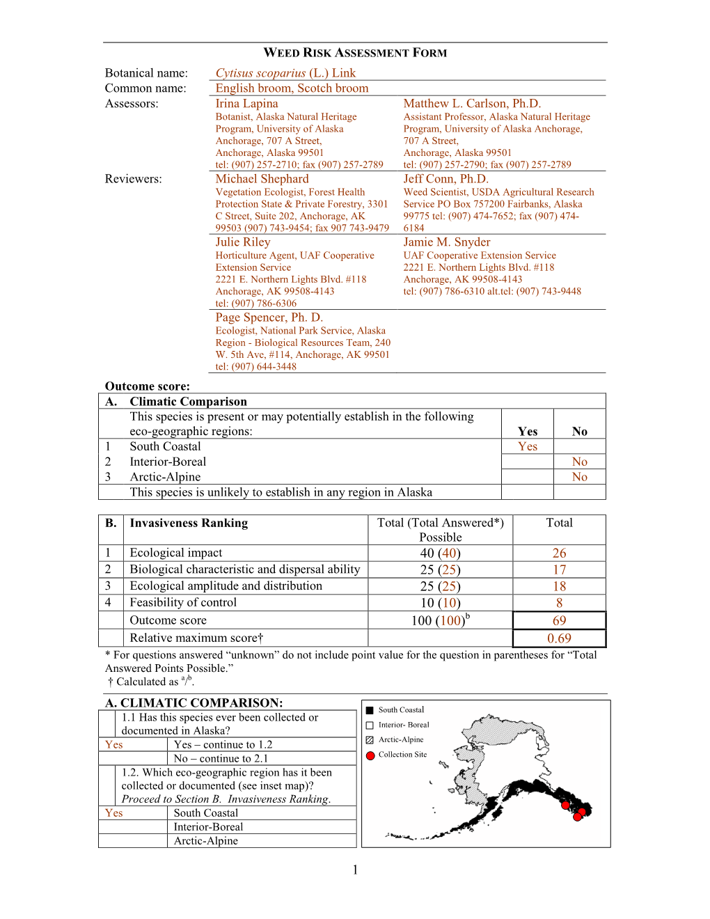 AQIS Weed Risk Assessment