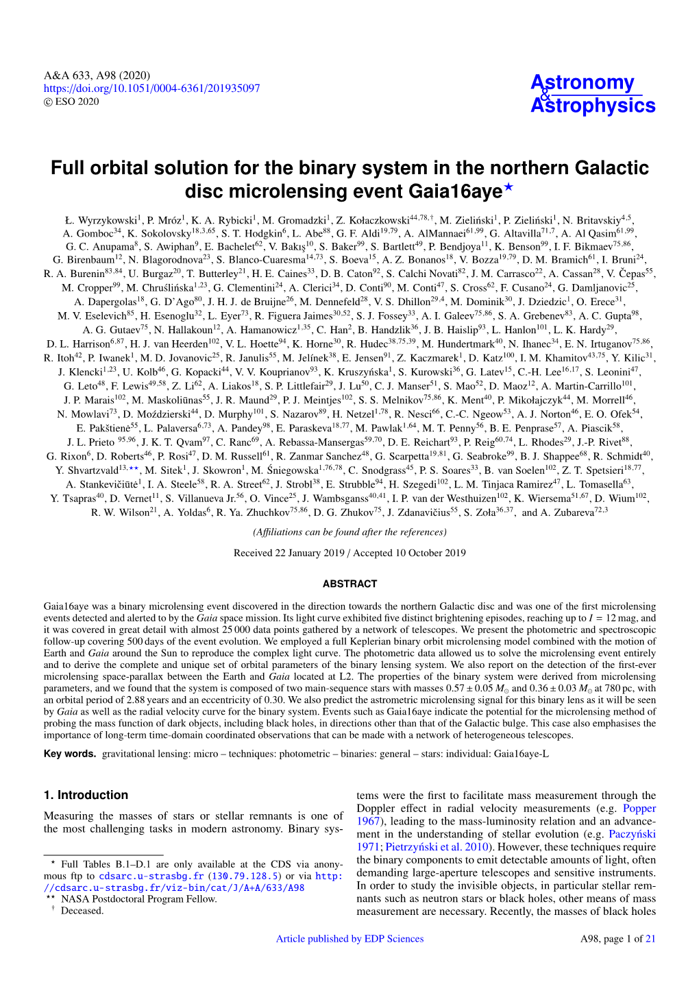 Full Orbital Solution for the Binary System in the Northern Galactic Disc Microlensing Event Gaia16aye?