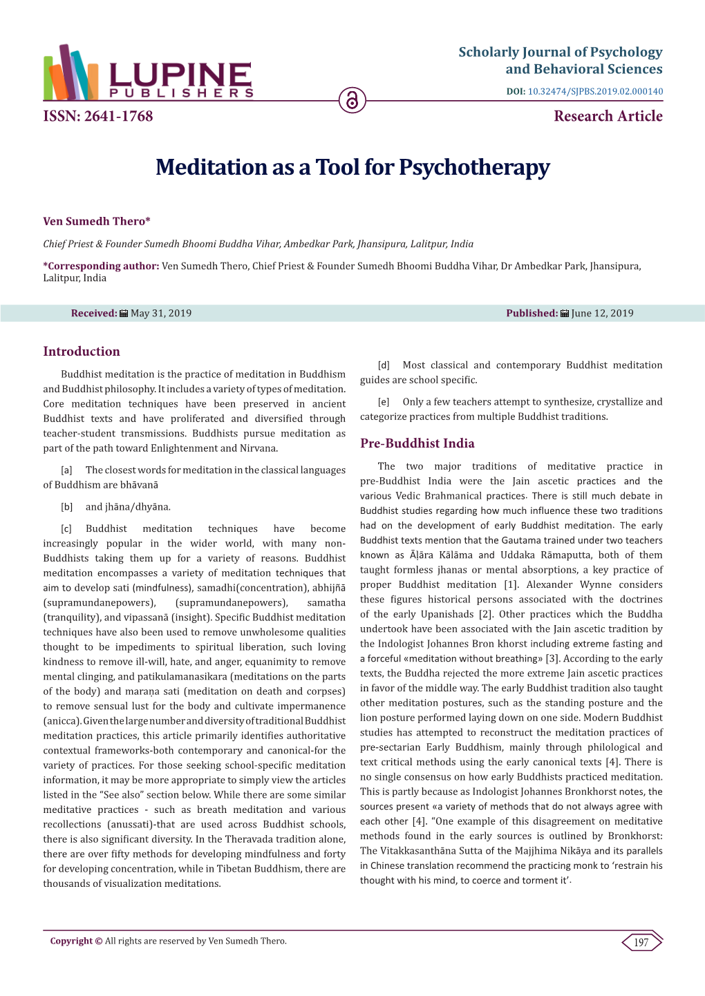 Meditation As a Tool for Psychotherapy