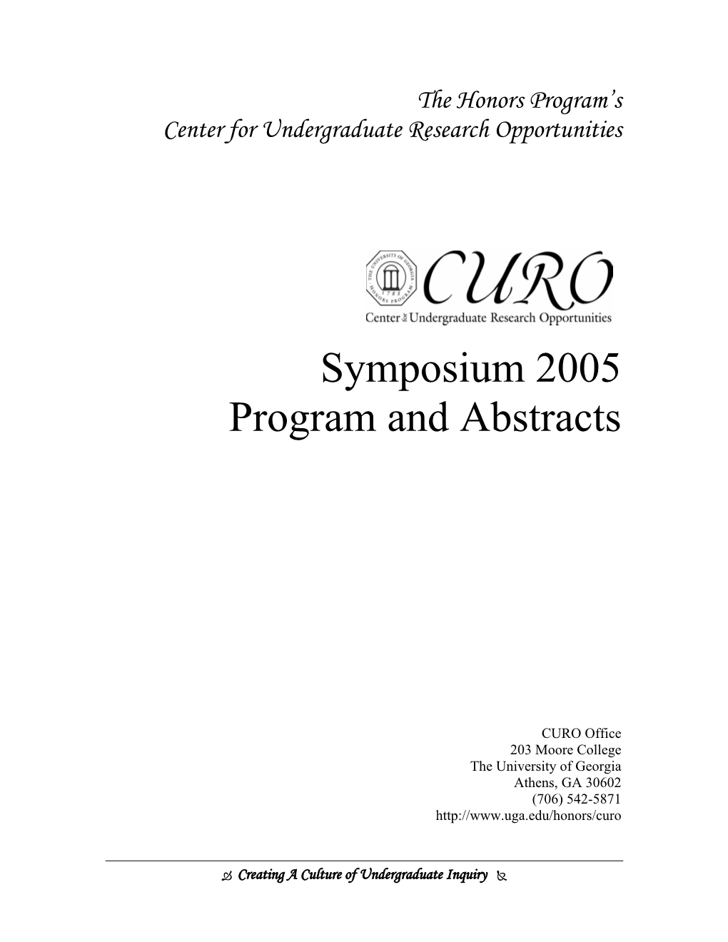 Symposium 2005 Program and Abstracts