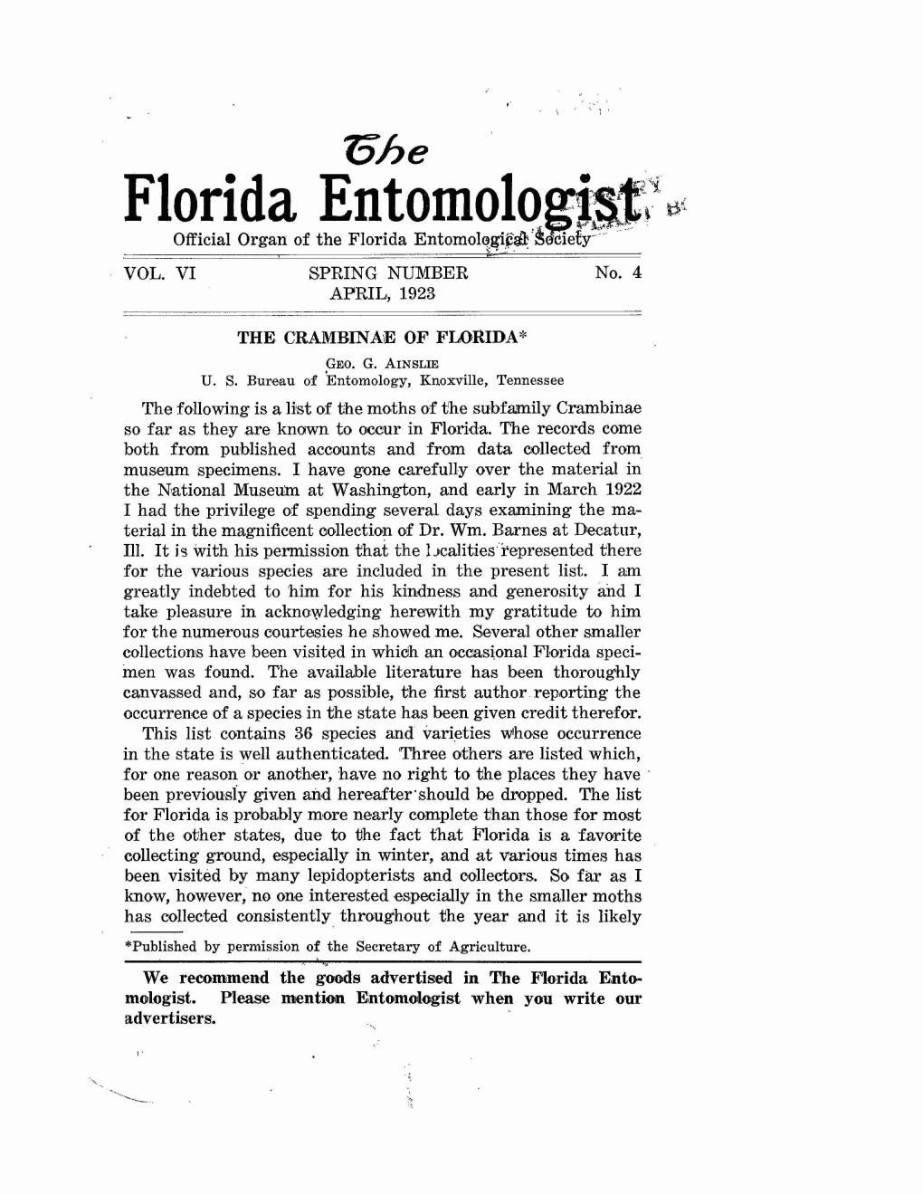 Florida Entomolor13.F,'I~