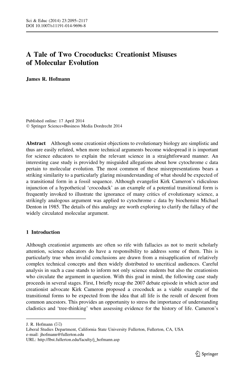 A Tale of Two Crocoducks: Creationist Misuses of Molecular Evolution