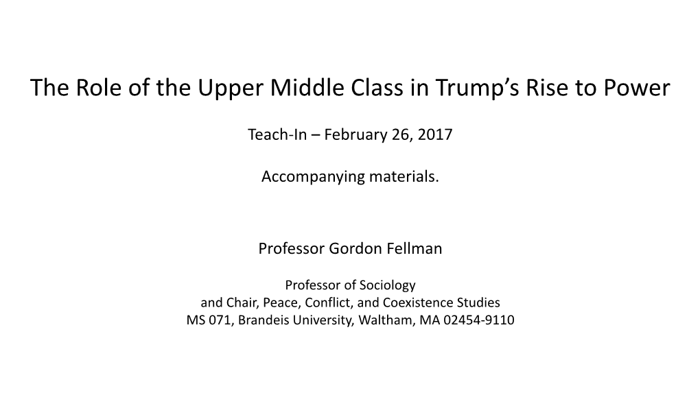 The Role of the Upper Middle Class in Trump's Rise to Power