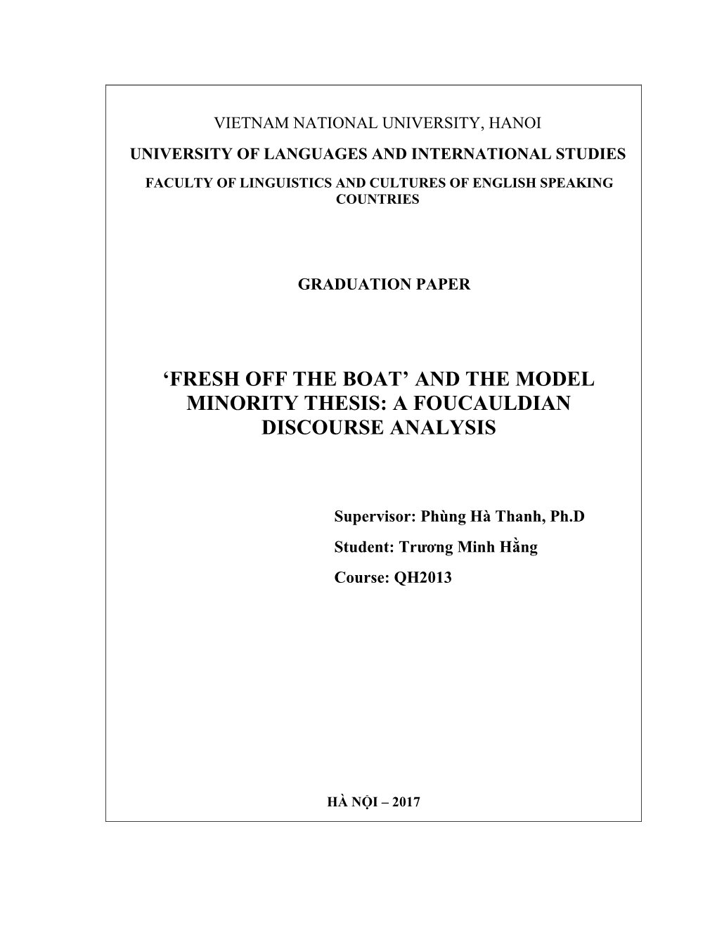 Fresh Off the Boat’ and the Model Minority Thesis: a Foucauldian Discourse Analysis