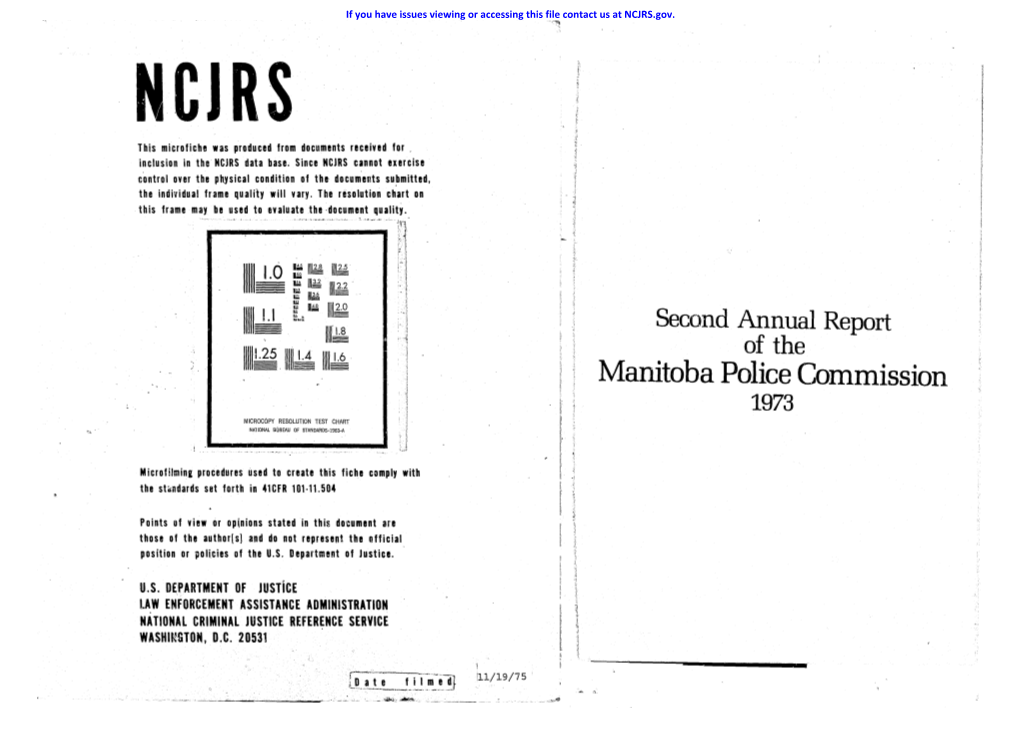 Manitoba Police Commission 1973 MICROCOPY RESOLUTION TEST CHART Nallonal SOREAU of STANDARDS·1963-A