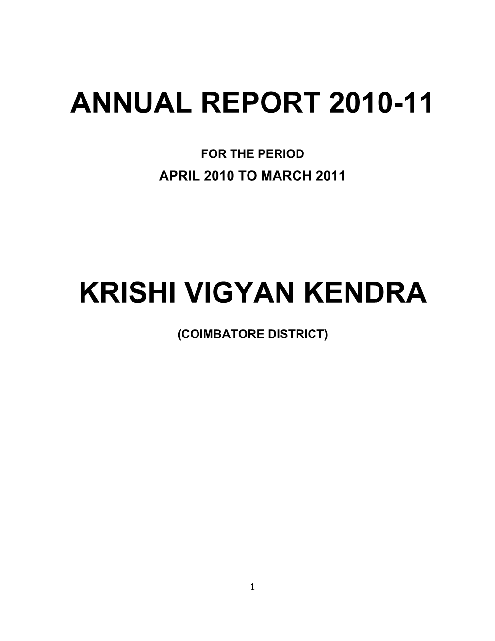 Annual Report 2010-11 Krishi Vigyan Kendra