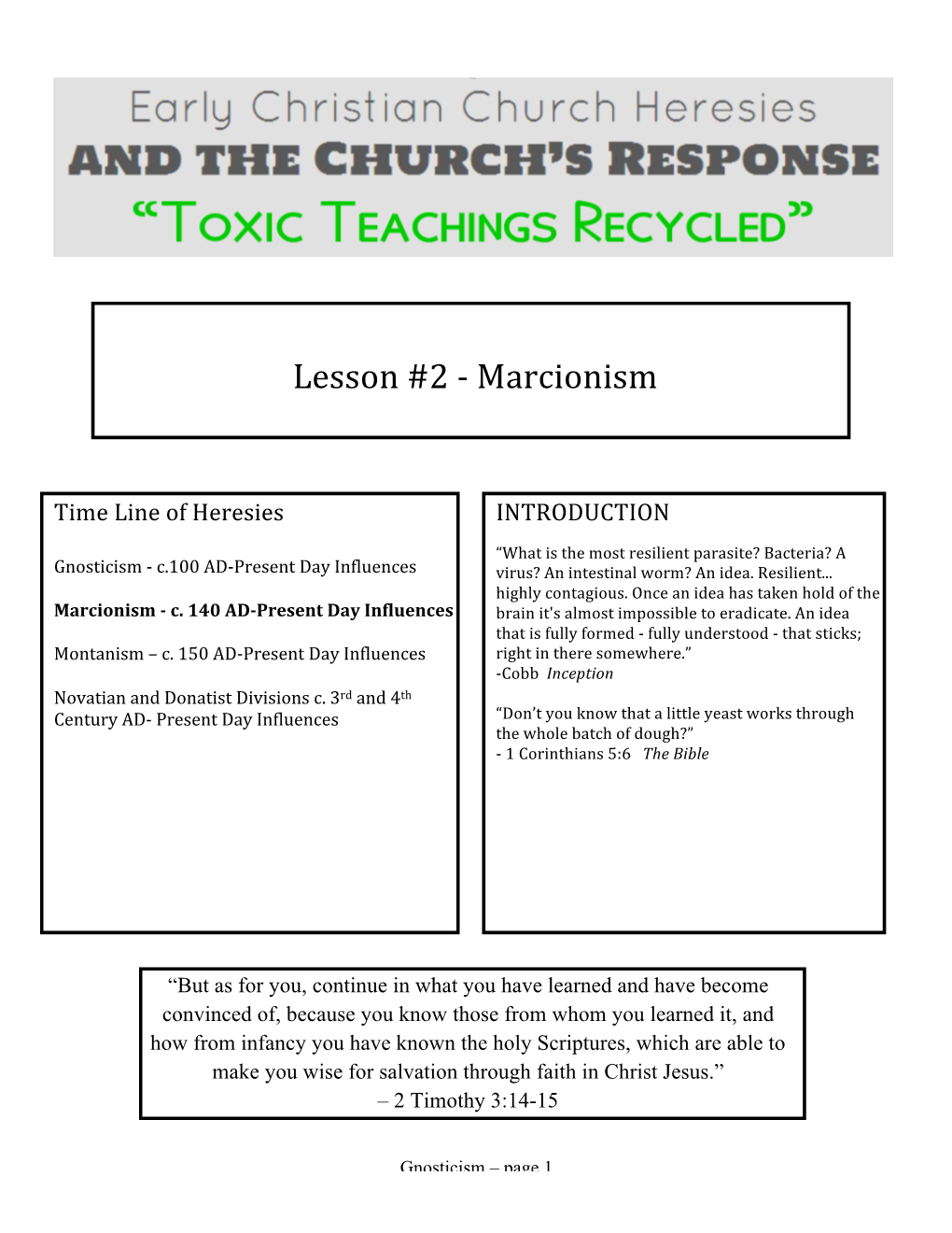 Lesson #2 -‐ Marcionism