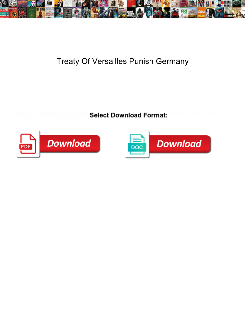 Treaty of Versailles Punish Germany