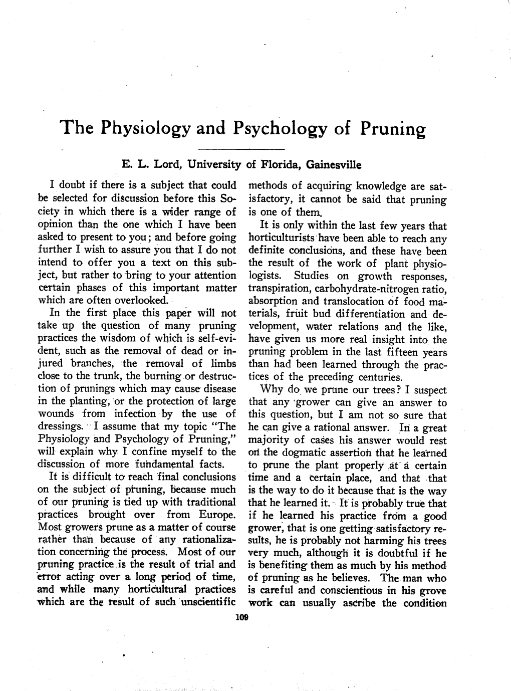 The Physiology and Psychology of Pruning