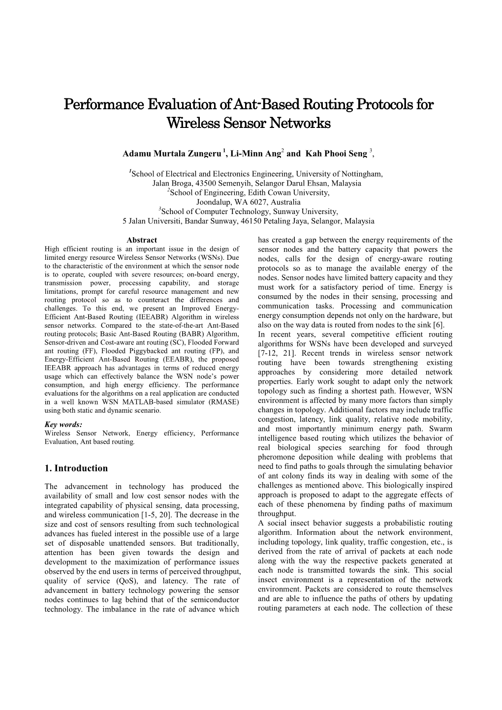 Performance Evaluation of Ant-Based Routing Protocols for Wireless