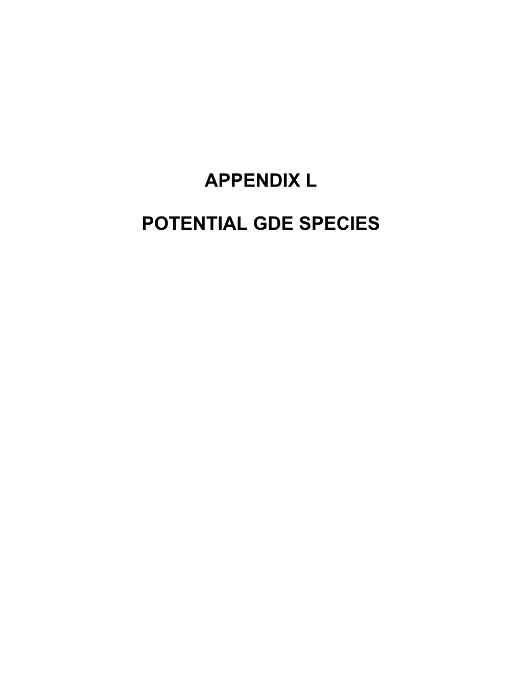 Appendix L Potential Gde Species