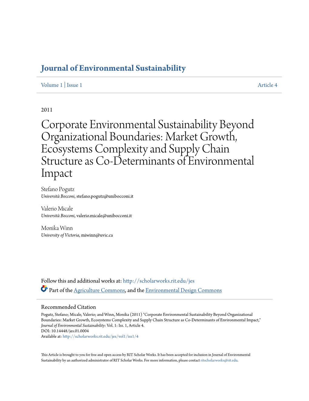Corporate Environmental Sustainability