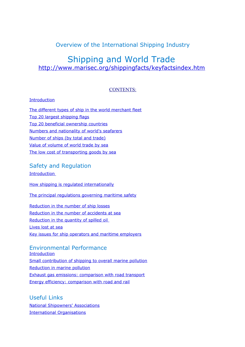 Overview Of The International Shipping Industry