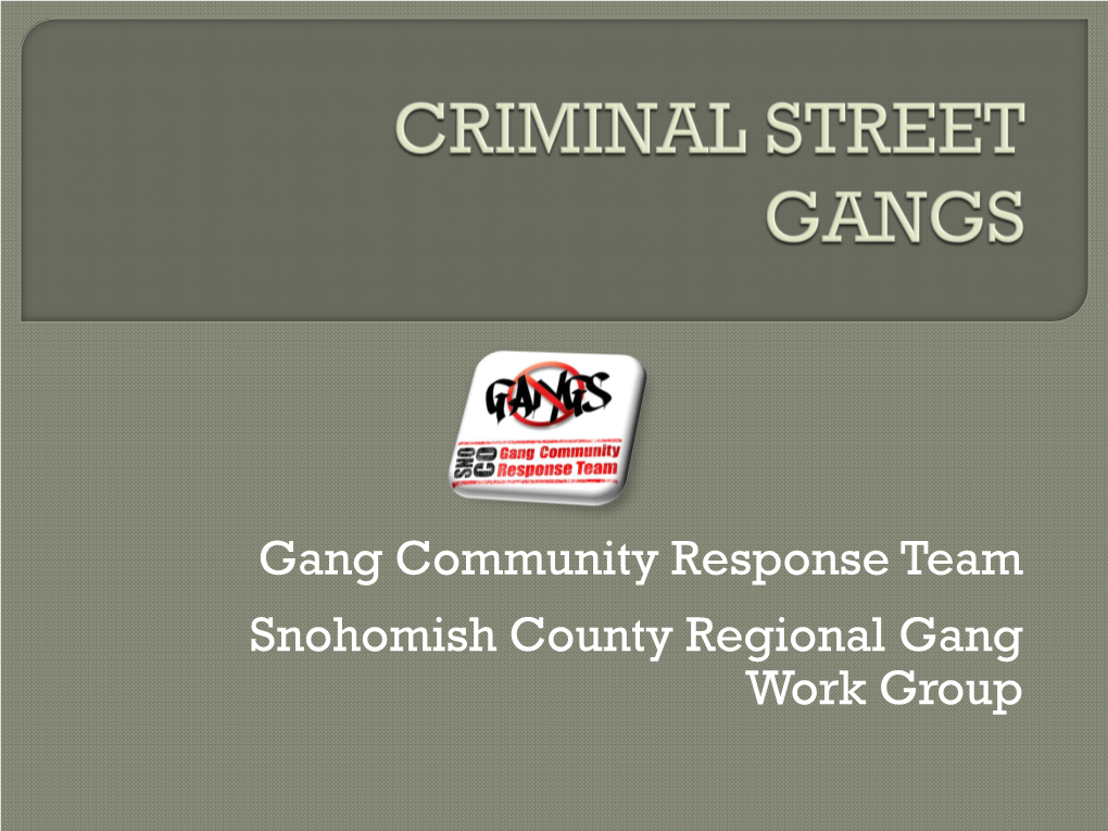 Gang Awareness Training at Neighborhood Meetings and in Schools