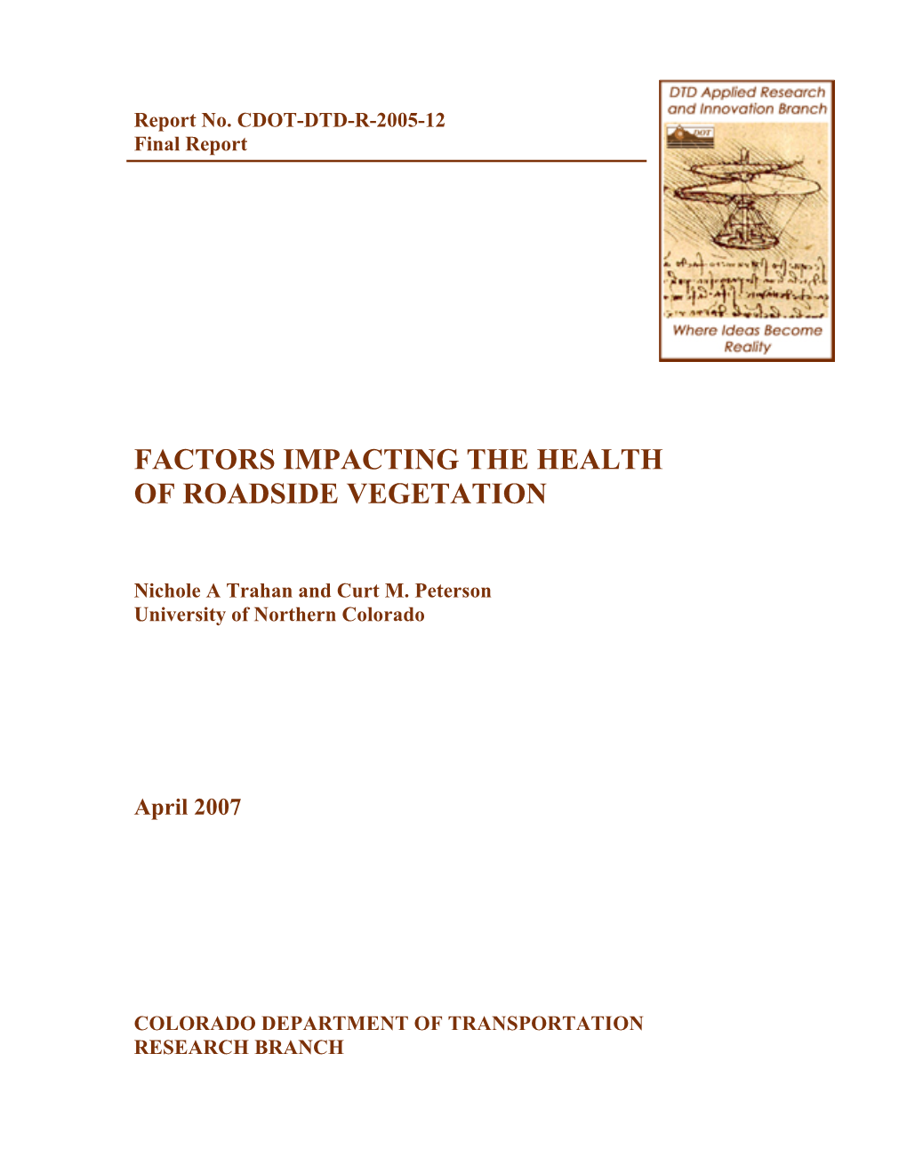 Factors Impacting the Health of Roadside Vegetation