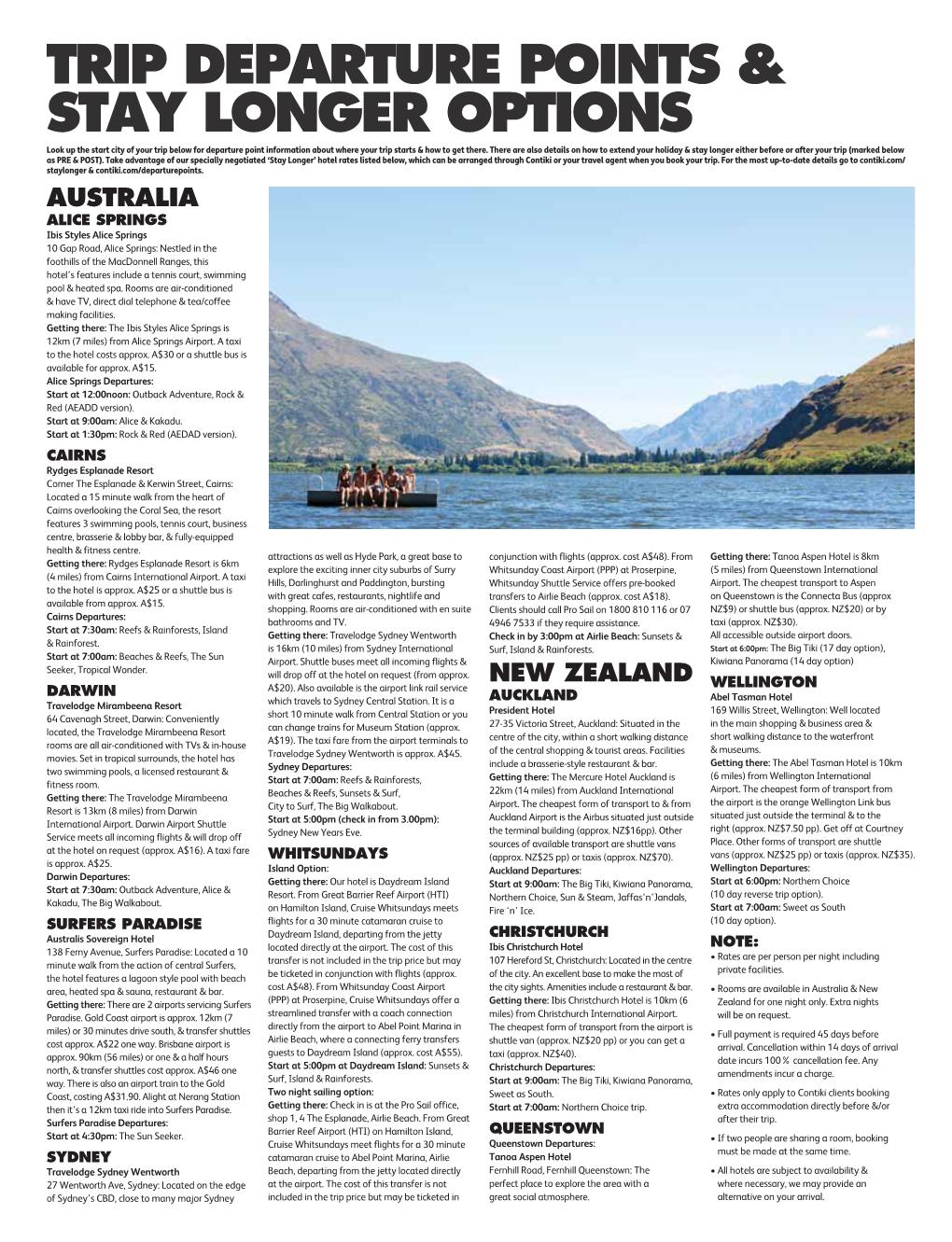 Trip Departure Points & Stay Longer Options