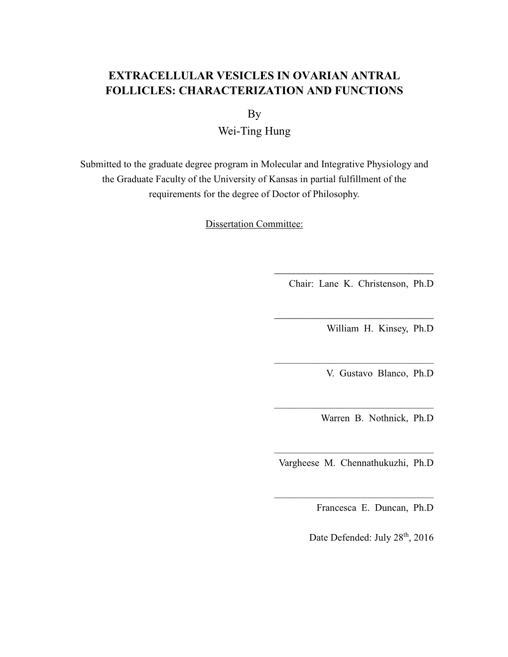 Extracellular Vesicles in Ovarian Antral Follicles: Characterization and Functions