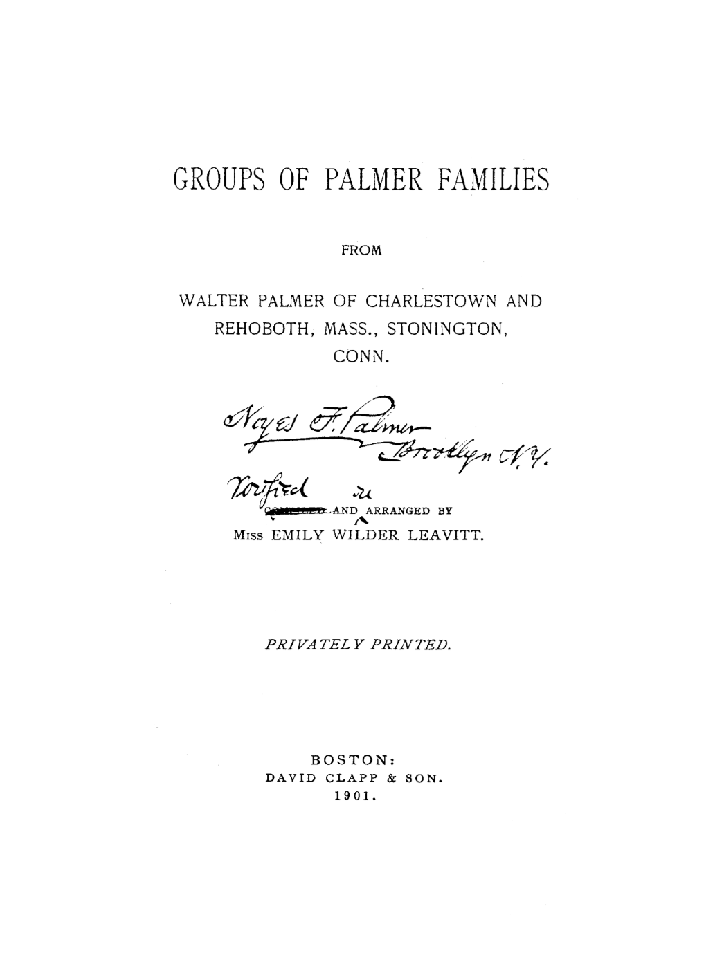 Groups of Palmer Families