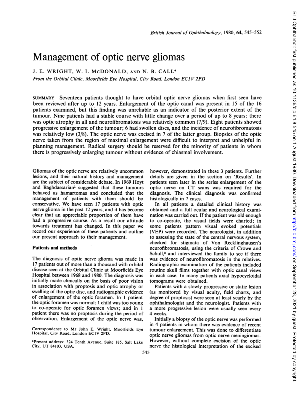 Management of Optic Nerve Gliomas