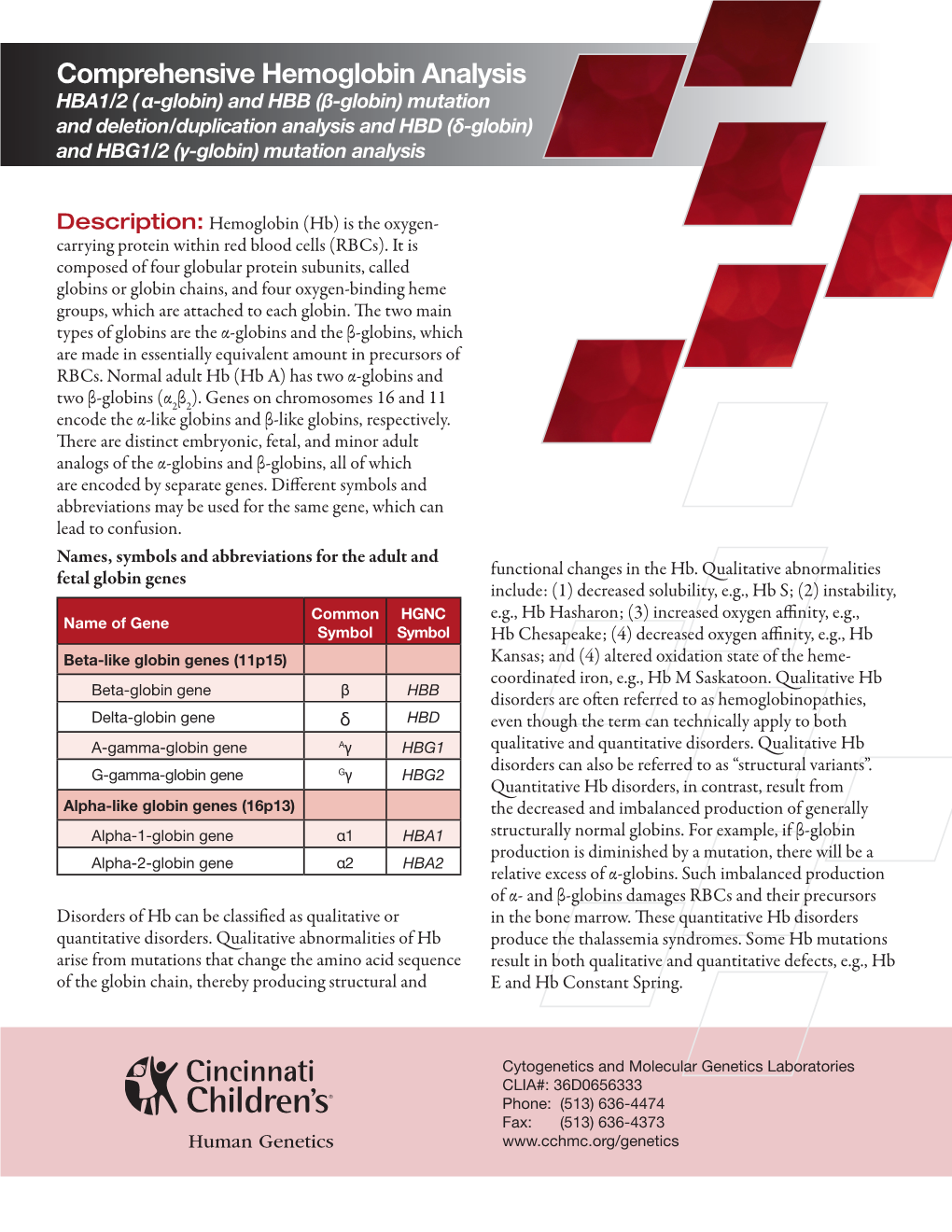 Comprehensive Hemoglobin Analysis HBA1/2 ( Α-Globin) And