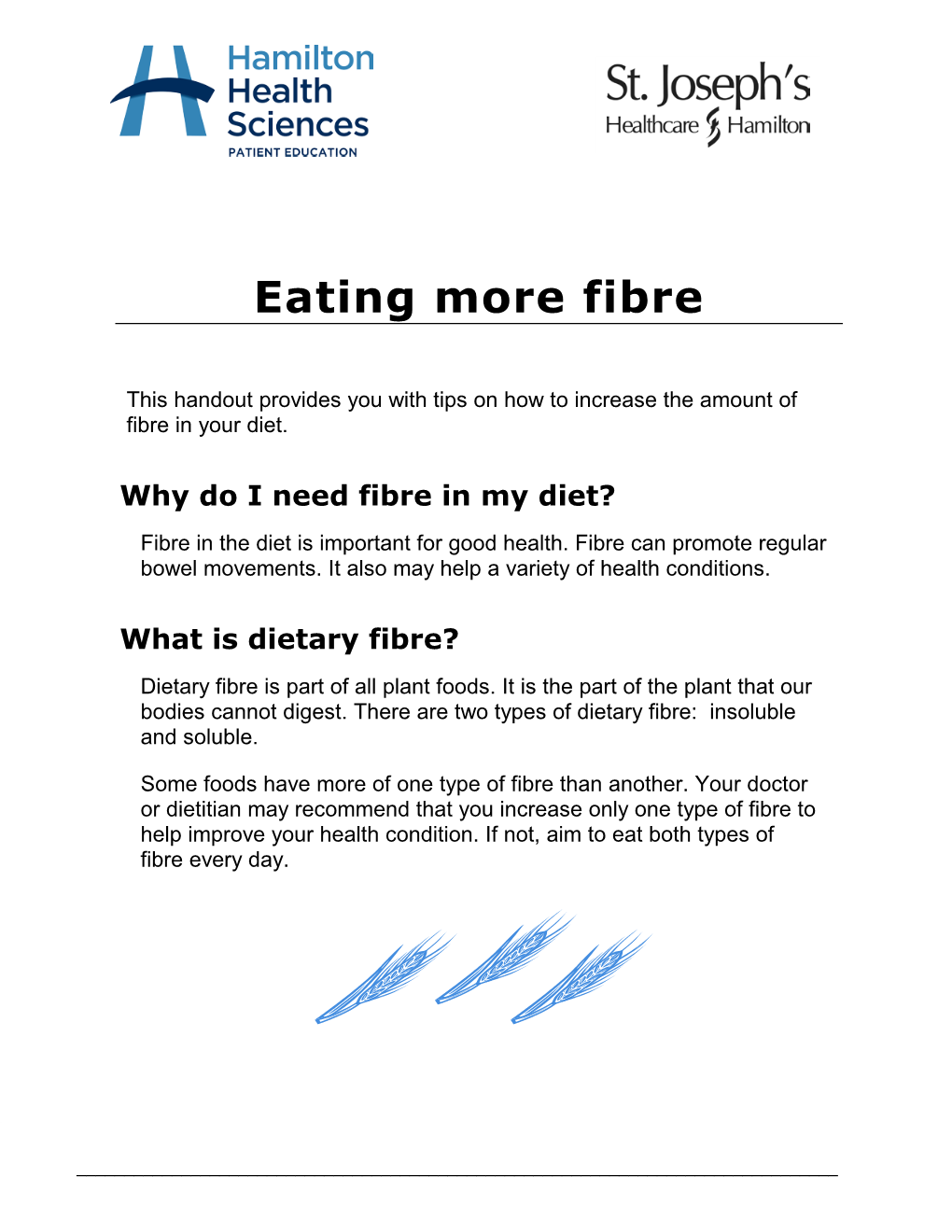 Fibre; Eating More Fibre