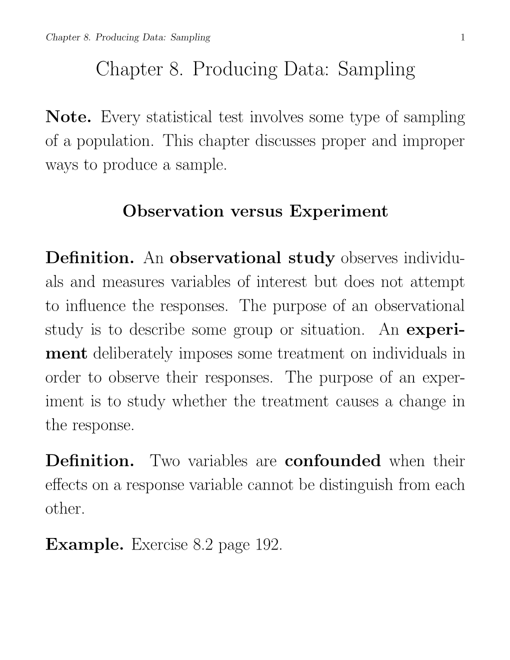 Chapter 8. Producing Data: Sampling 1 Chapter 8