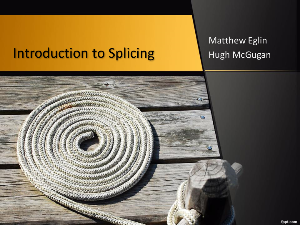 Introduction to Splicing Hugh Mcgugan Agenda