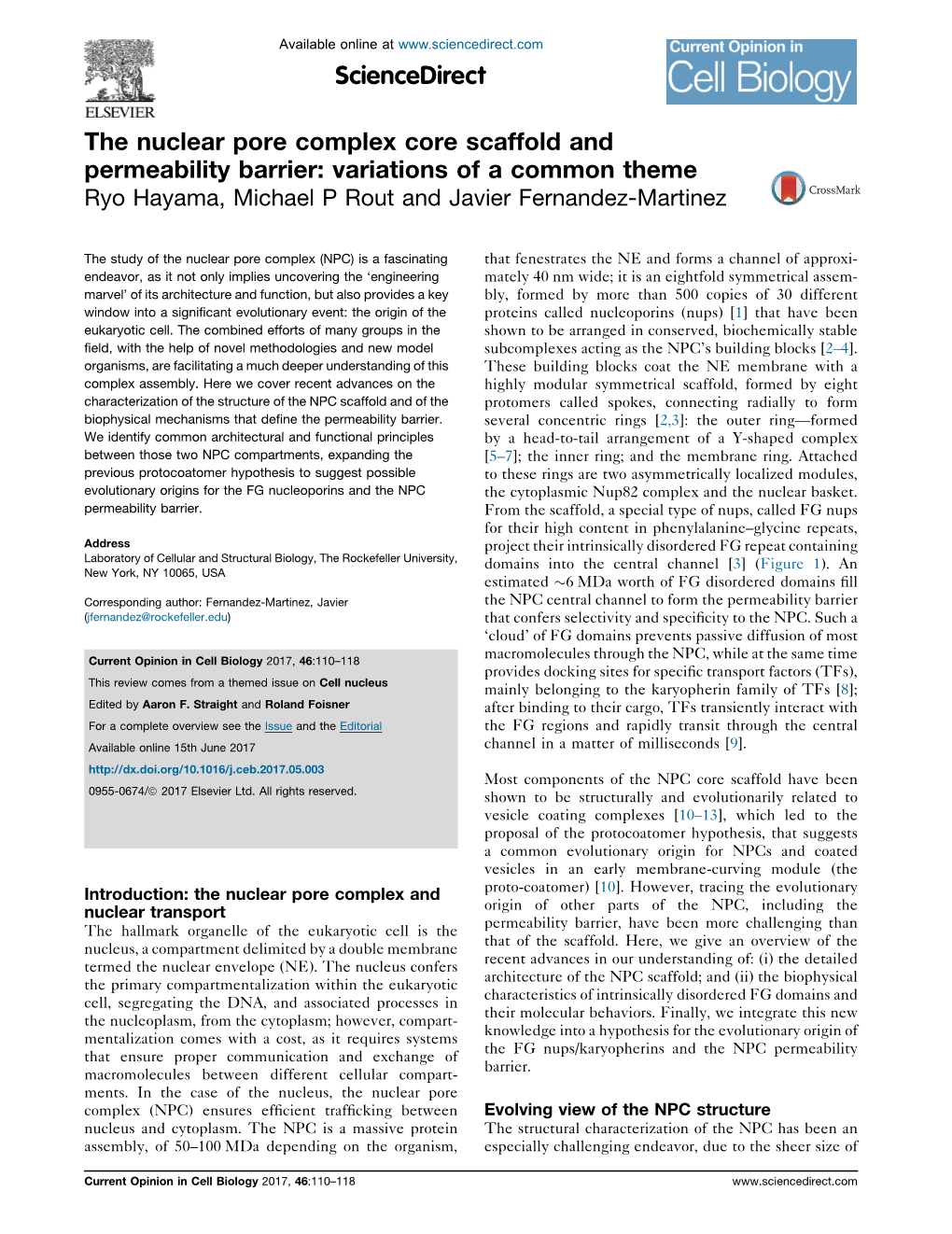 The Nuclear Pore Complex Core Scaffold And