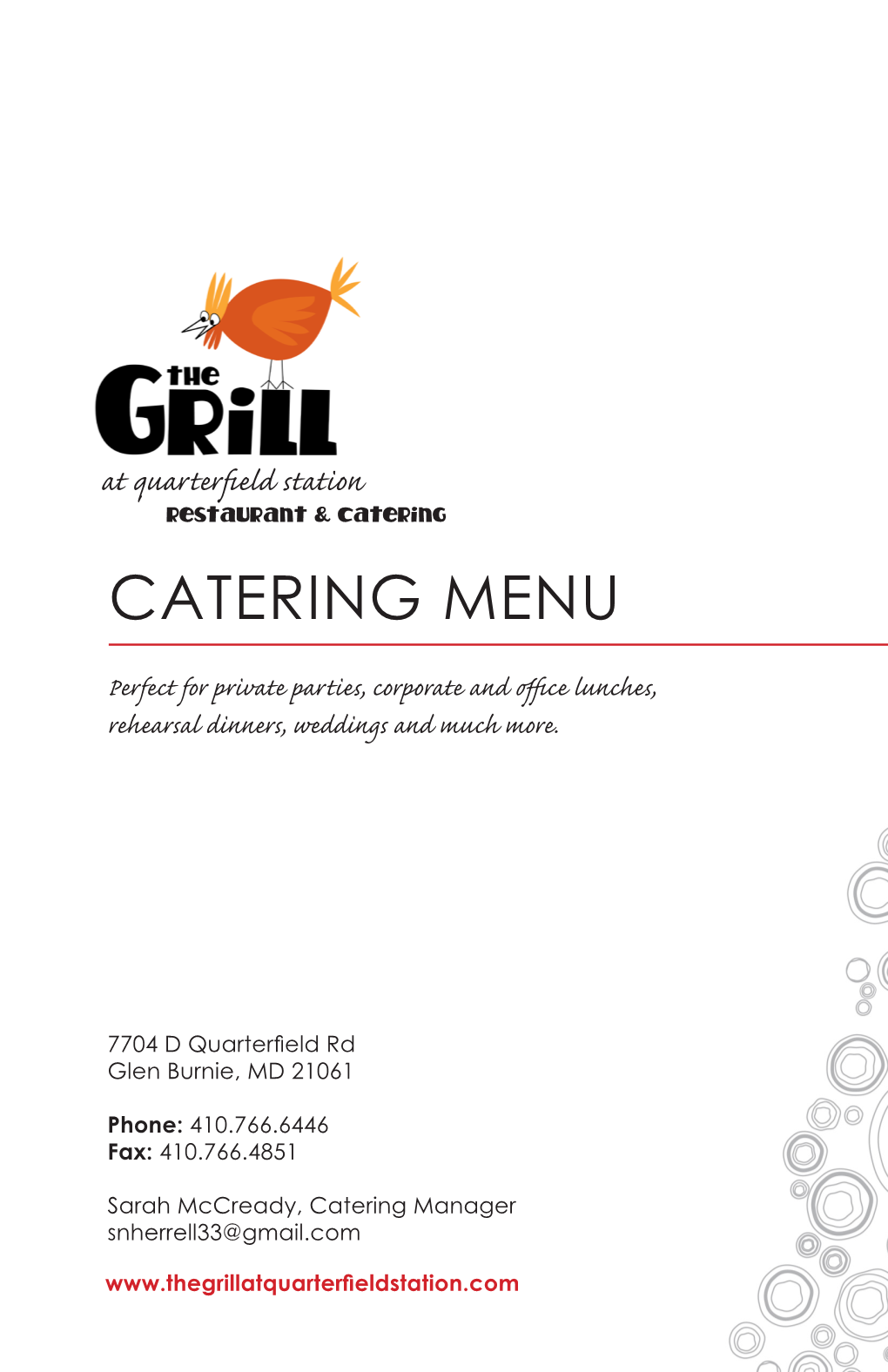 Printable Catering Menu