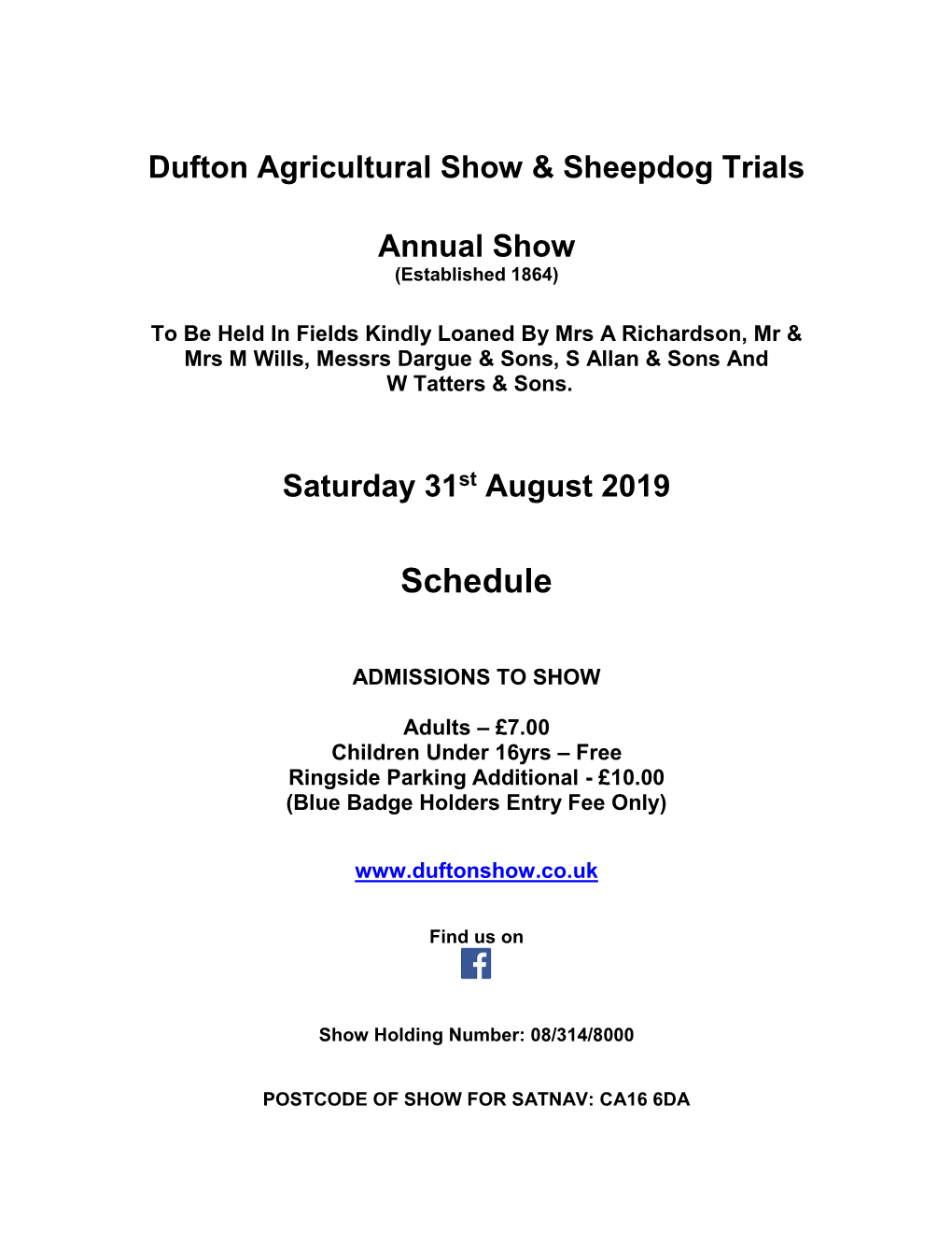 Dufton Agricultural Show & Sheepdog Trials