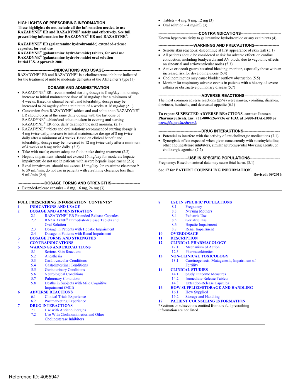 RAZADYNE (Galantamine Hydrobromide)