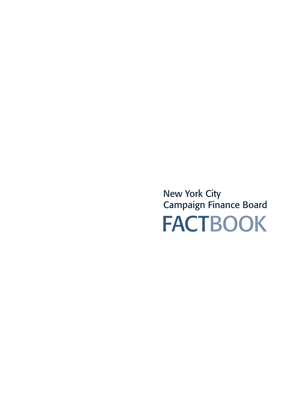 New York City Campaign Finance Board Table of Contents