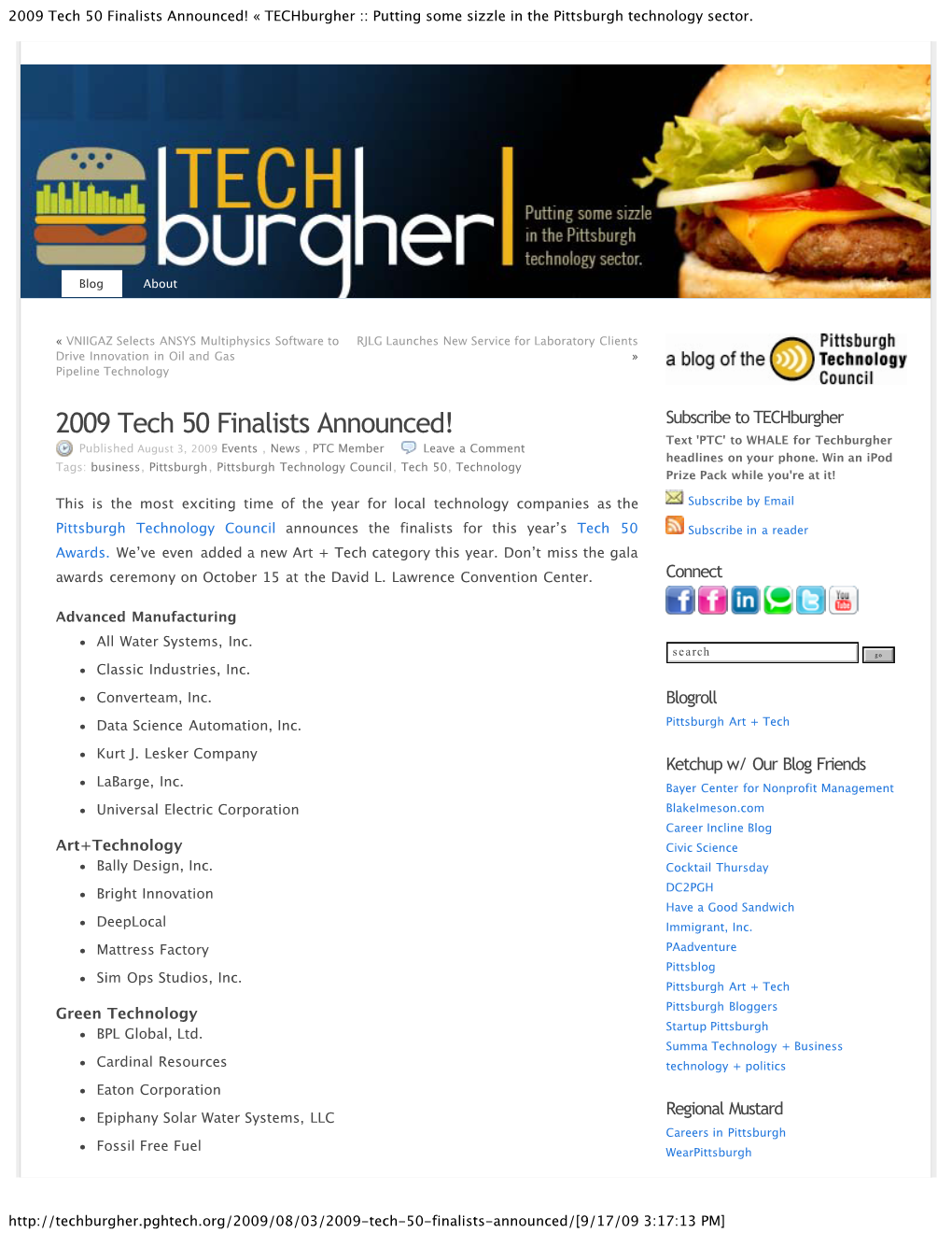2009 Tech 50 Finalists Announced! « Techburgher :: Putting Some Sizzle in the Pittsburgh Technology Sector