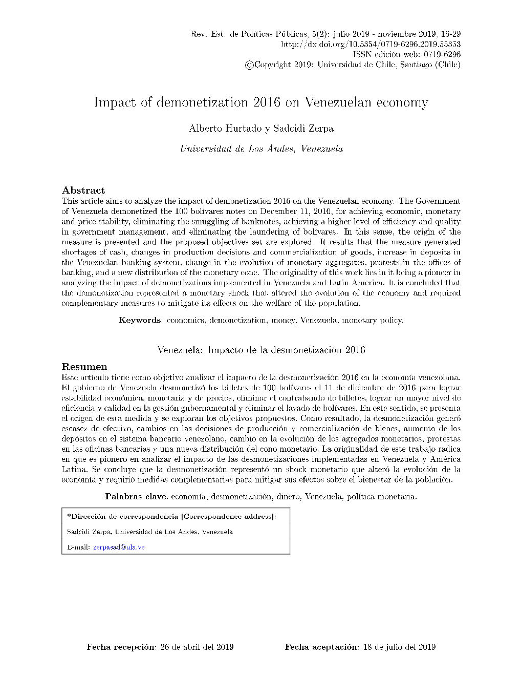 Impact of Demonetization 2016 on Venezuelan Economy