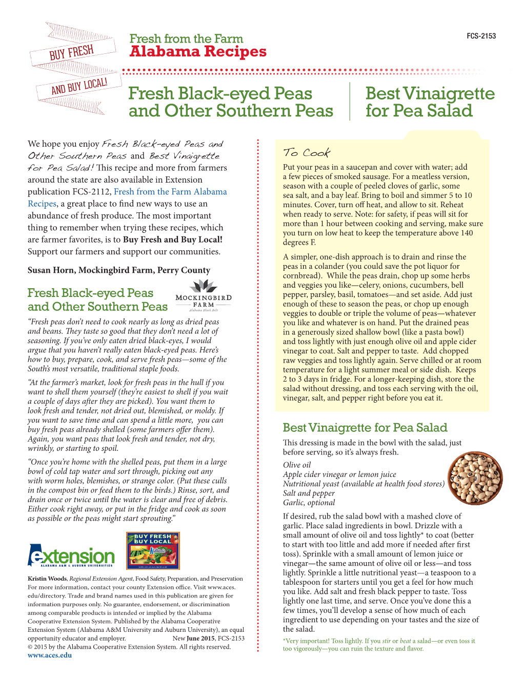 Fresh Black-Eyed Peas and Other Southern Peas Best Vinaigrette For