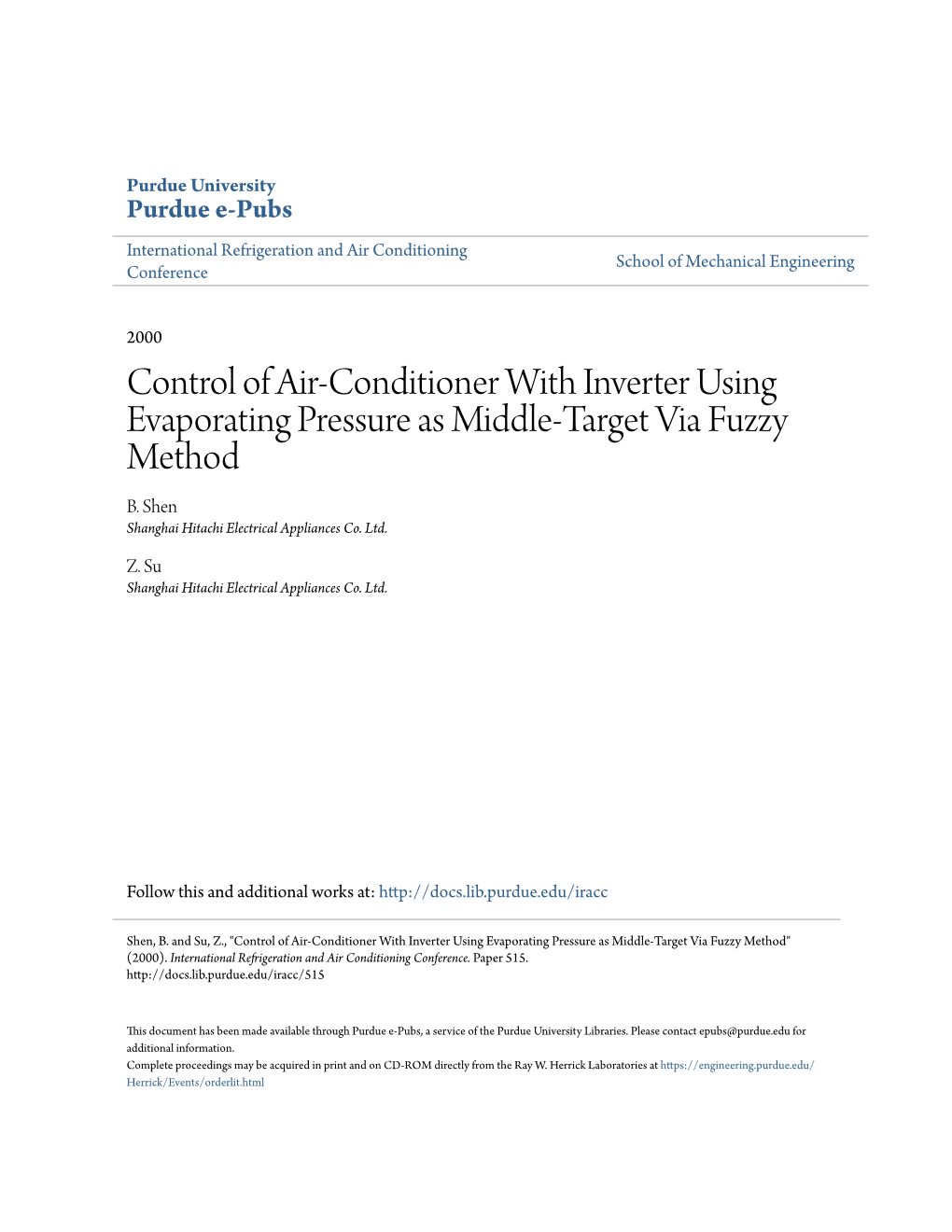 Control of Air-Conditioner with Inverter Using Evaporating Pressure As Middle-Target Via Fuzzy Method B