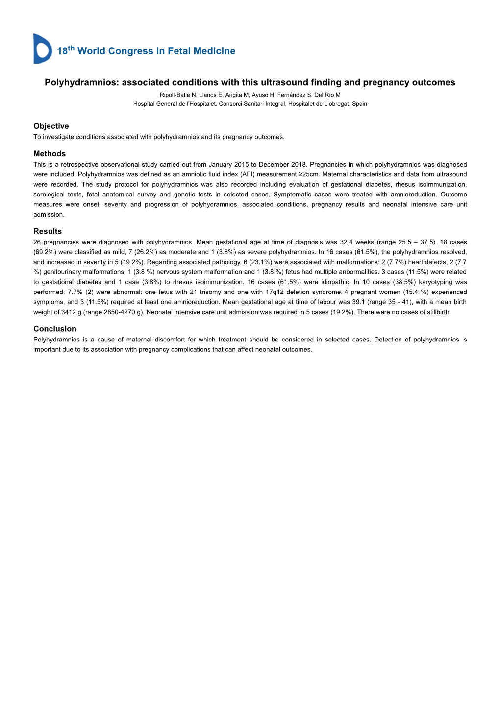 Associated Conditions with This Ultrasound Finding and Pregnancy