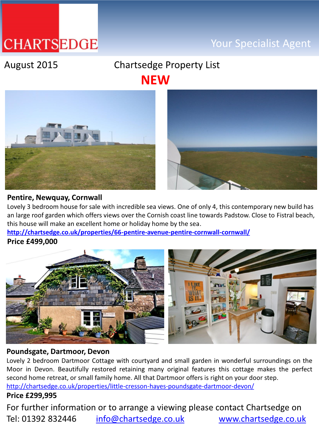 Your Specialist Agent August 2015 Chartsedge Property List NEW