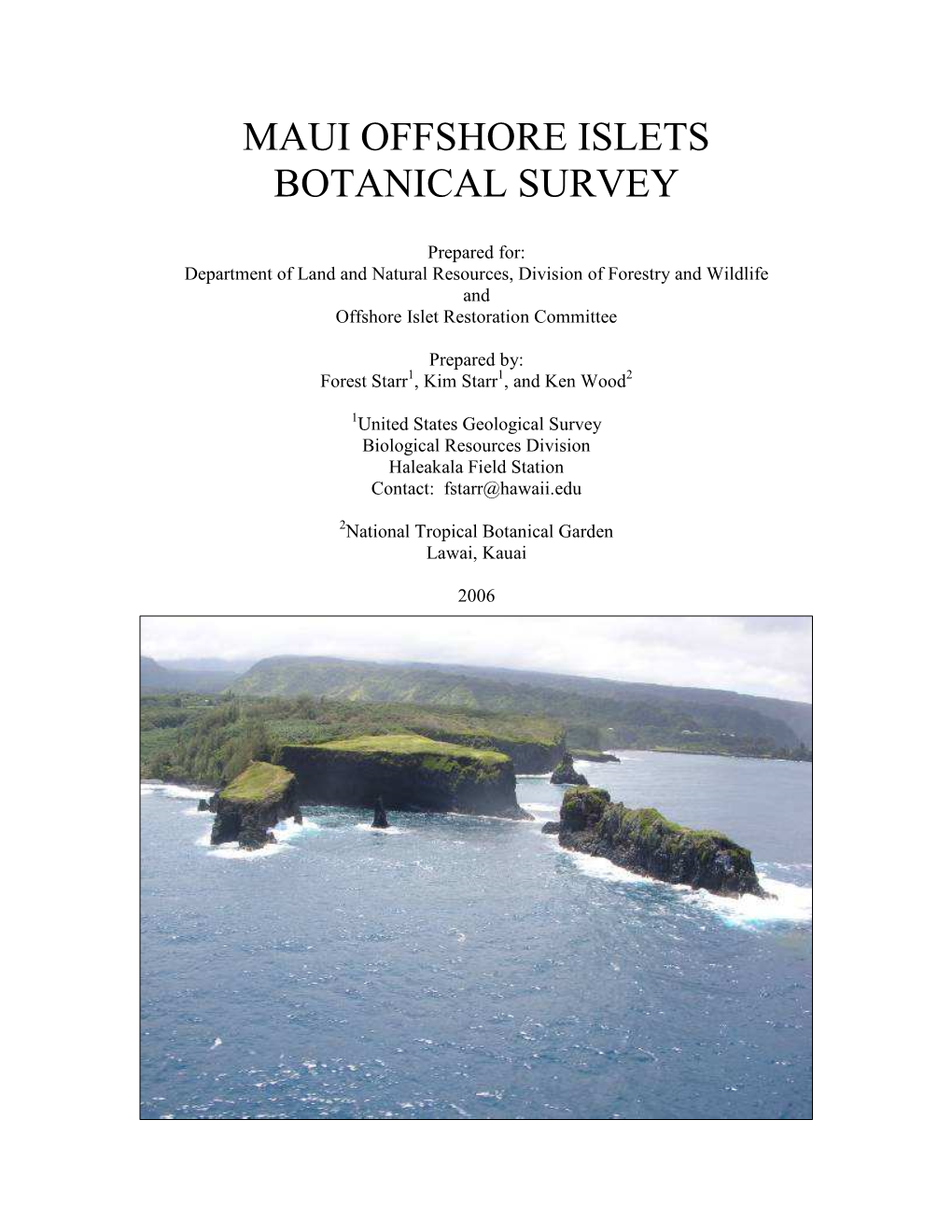 Maui Offshore Islets Botanical Survey