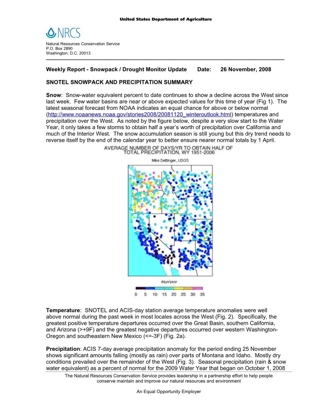 Weekly Report Drought Monitor / Snowpack Update