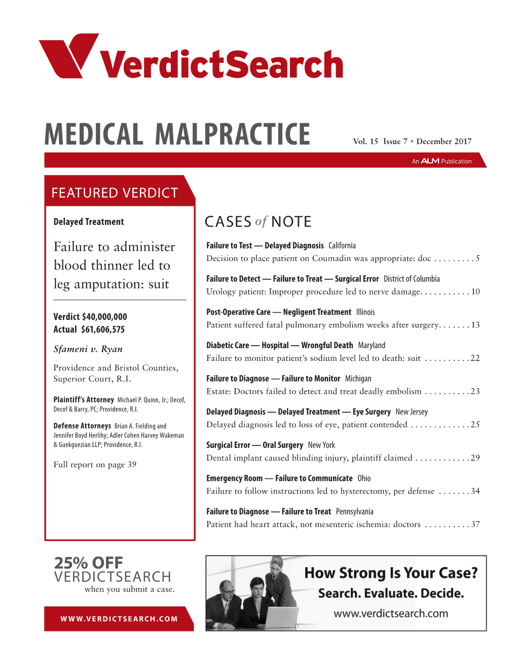 Medical Malpractice Vol. 15 Issue 7 # December 2017