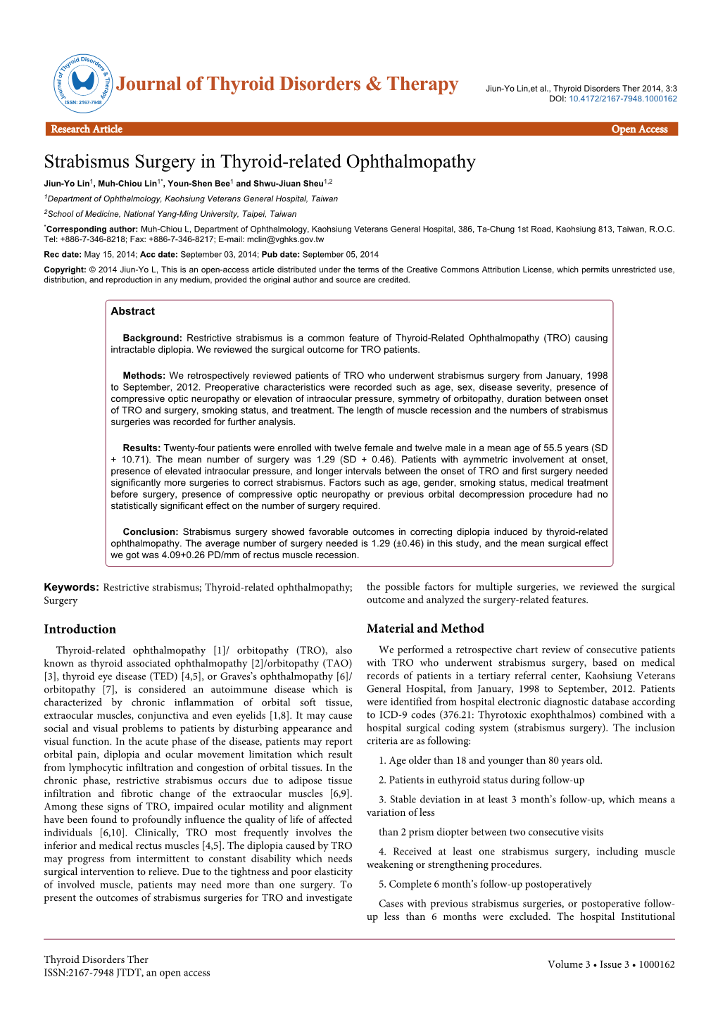 Strabismus Surgery in Thyroid-Related Ophthalmopathy