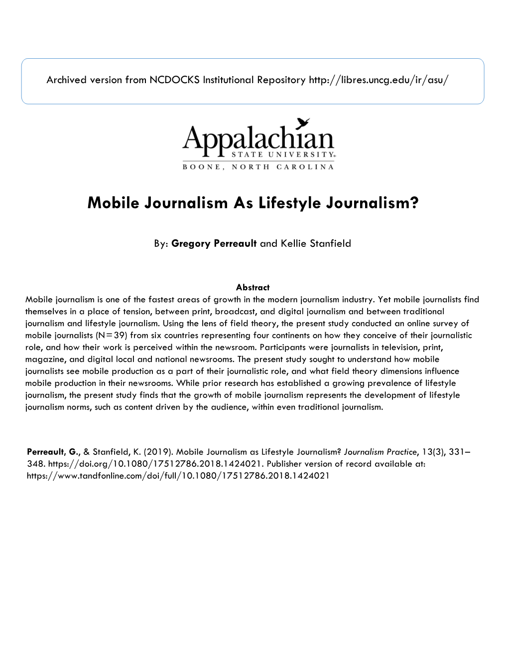 Mobile Journalism As Lifestyle Journalism?