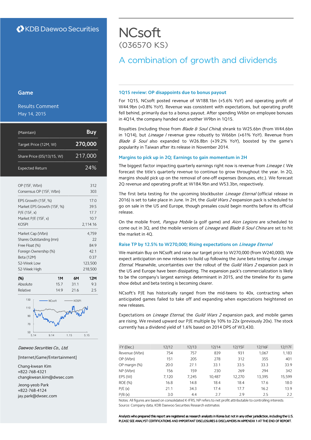 Ncsoft (036570 KS) a Combination of Growth and Dividends