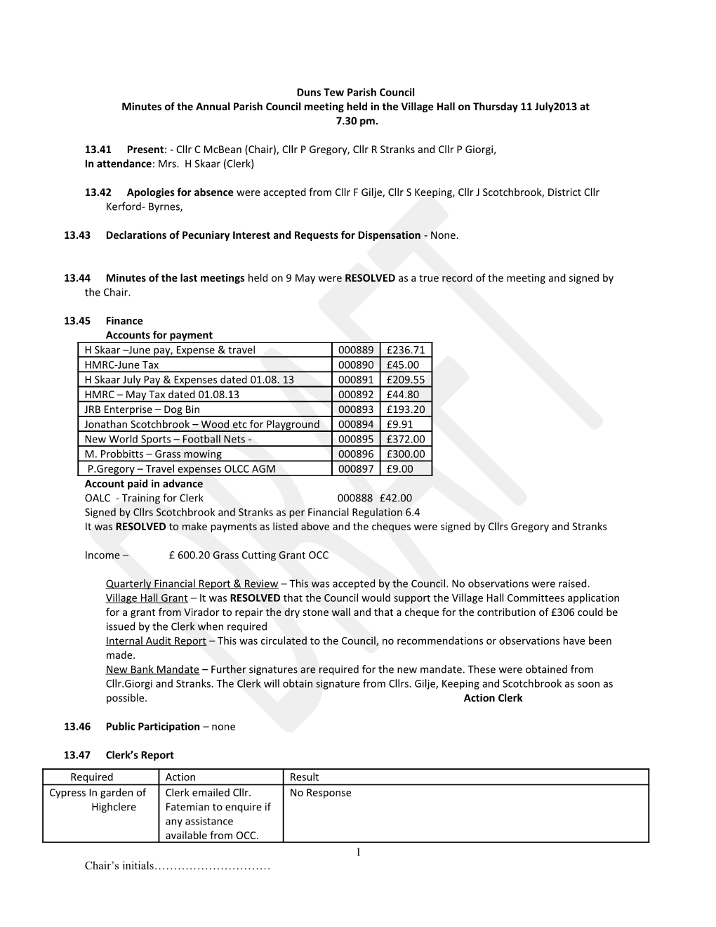 Duns Tew Parish Council