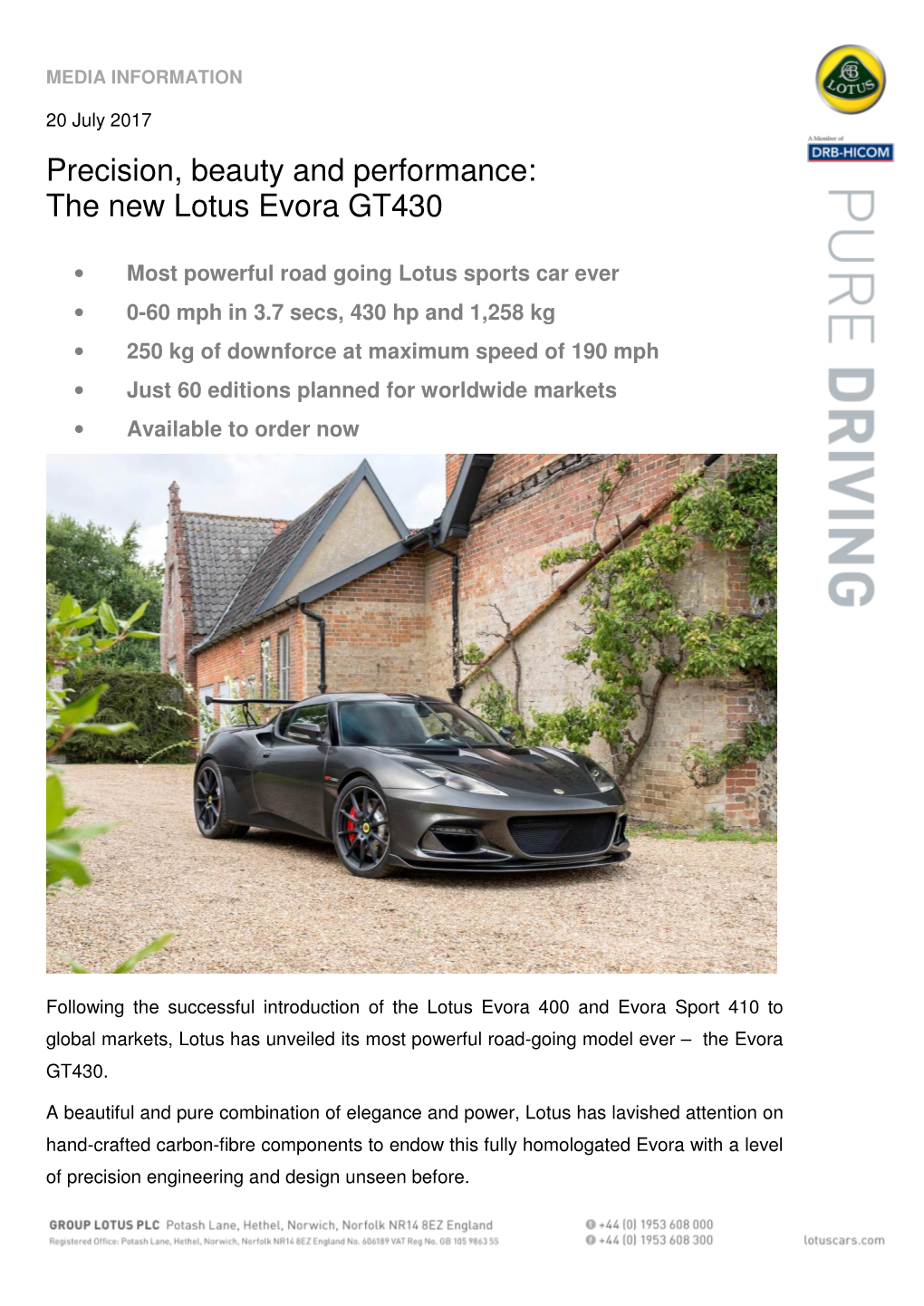 The New Lotus Evora GT430