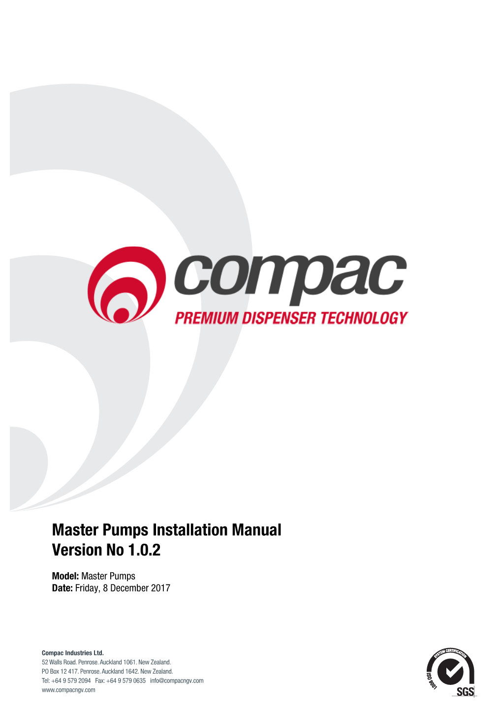 Master Pumps Installation Manual Version No 1.0.2