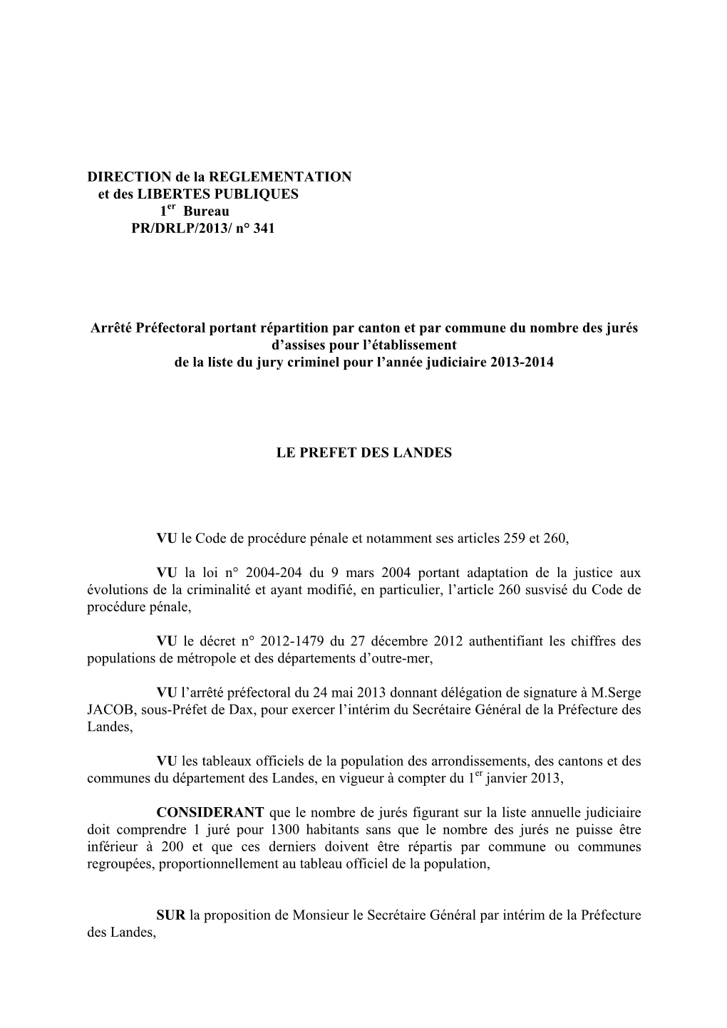 Répartition Des Jurés Pour Établissement De La Liste Du Jury D