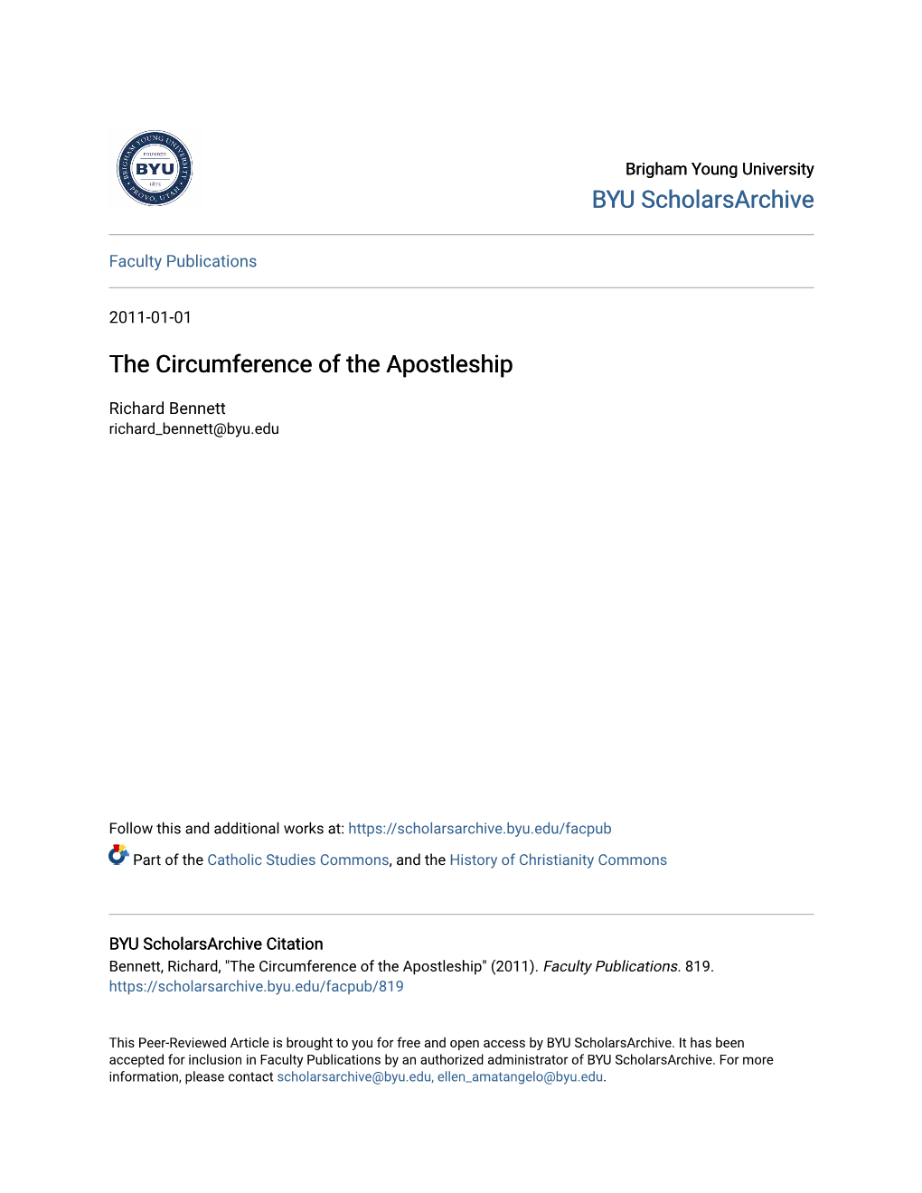 The Circumference of the Apostleship